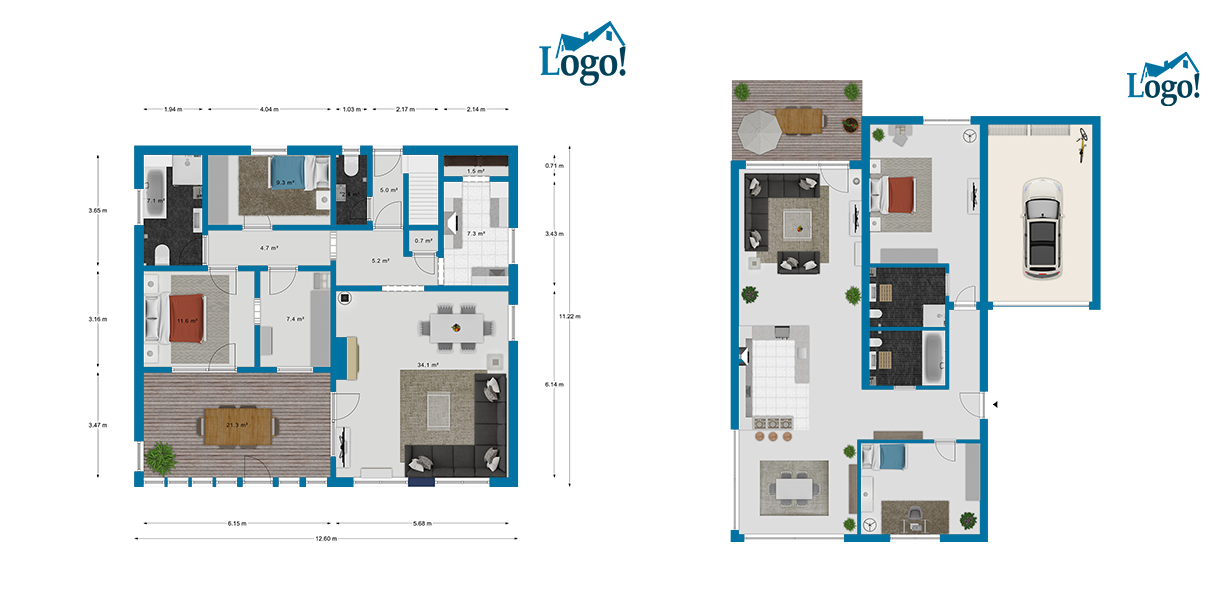 Detailed room layouts and measurements