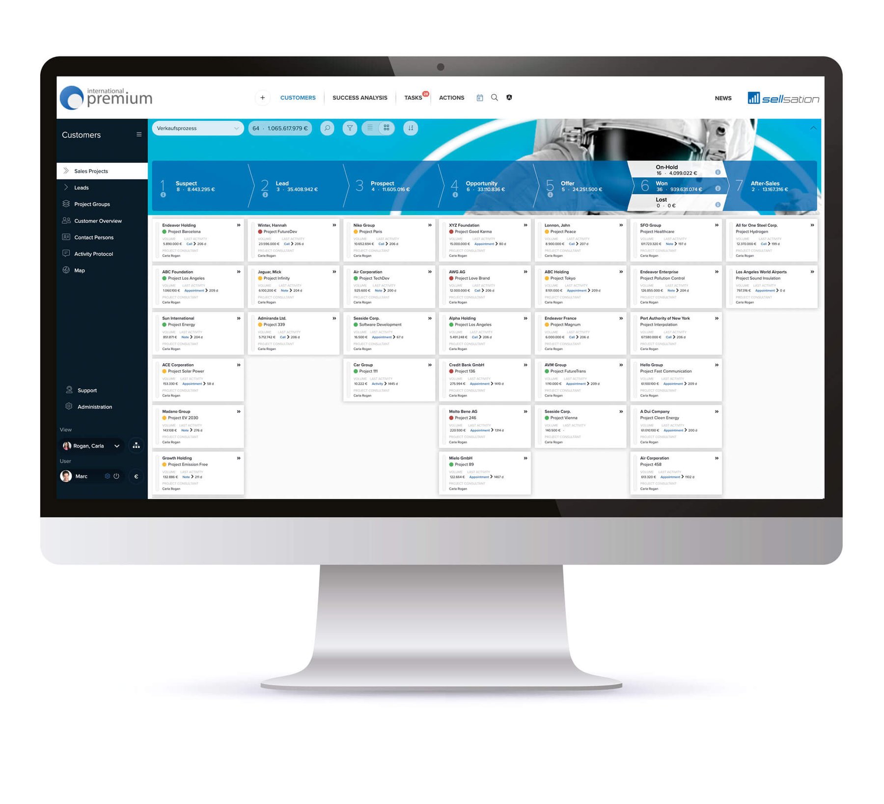CRM customer kanban view